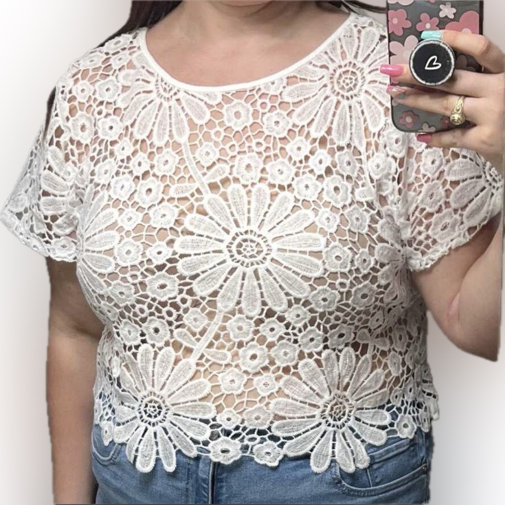 🕊️ PLUS Floral Lace Top🕊️ - Picture 7 of 8